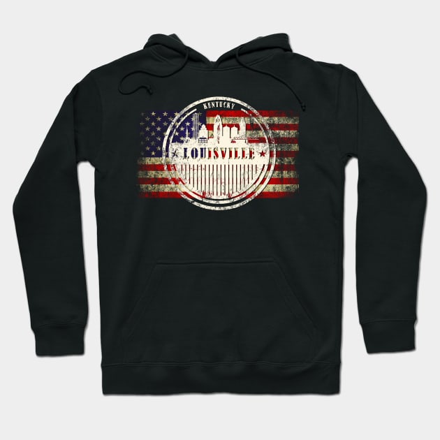 US flag with silhouette Louisville City Hoodie by DimDom